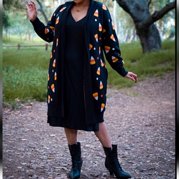 Backstitch Bruja Sweaters - Backstitch Bruja Candy Corn Sweater Size 3X